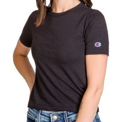 CHAMPION CREWNECK CROPTOP > 113019-KK001. Koszulki damskie Champion, l, z haftami, z bawełny, street, z okrągłym kołnierzem. Za 149,99 zł.