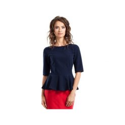 Bluzka z falbanką S002. Niebieskie bluzki damskie Style, s, bez wzorów, z jeansu, wizytowe, z falbankami, bez rękawów. Za 89,00 zł.