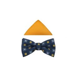 Granatowa mucha męska w żółte i błękitne kwiatki A213. Żółte muszki męskie Modini Moda Męska, na co dzień, w kwiaty, z tkaniny, eleganckie. Za 44,55 zł.