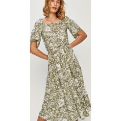 Answear - Sukienka Answear Lab. Zielone sukienki damskie ANSWEAR, na co dzień, s, w kwiaty, z wiskozy, casualowe, bez kołnierzyka, z krótkim rękawem, krótkie, midi, proste. Za 119,90 zł.