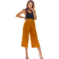 Kamelowe Stylowe Spodnie Kuloty z Wiązaniem. Spodnie damskie Molly.pl. Za 139,90 zł.