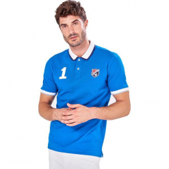 Koszulka polo w kolorze niebieskim. Niebieskie koszulki polo męskie marki Camel Active, Auden Cavill, m, z aplikacjami. W wyprzedaży za 79,95 zł.