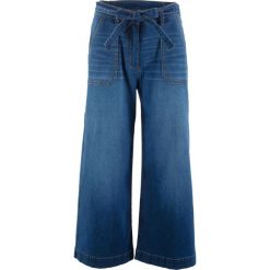 Dżinsy 7/8 z wysoką talią i wiązanym paskiem Loose Fit bonprix niebieski "stone”. Niebieskie jeansy damskie bonprix, bez wzorów, z jeansu. Za 109,99 zł.
