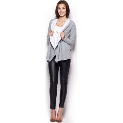 Bluza z Wolnymi Połami - Szara. Szare podkoszulki damskie Molly.pl, s, bez wzorów, z dzianiny, bez rękawów, bez kaptura. Za 115,90 zł.