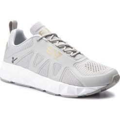 Sneakersy EA7 EMPORIO ARMANI - X8X034 XK061 A179 High Rise/White Training. Szare półbuty damskie EA7 Emporio Armani, bez wzorów, z tworzywa sztucznego, eleganckie, bez obcasa, na płaskiej podeszwie, bez zapięcia. Za 889,00 zł.