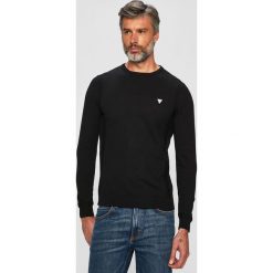 Guess Jeans - Sweter. Niebieskie swetry męskie Guess Jeans, xl, z aplikacjami, z bawełny, z okrągłym kołnierzem, bez kaptura. Za 319,90 zł.