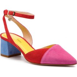 Sandały SOLO FEMME - 48920-01-I56/G13-05-00 Amarant/Czerwony/Błękitny. Czerwone klapki damskie Solo Femme, bez wzorów, ze skóry, bez obcasa, na obcasie. W wyprzedaży za 269,00 zł.