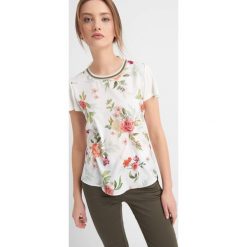T-shirty damskie: Koszulka bimaterial w kwiaty