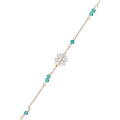Złota bransoletka z diamentami. Szare bransoletki damskie Diamond & Co, z materiału, z agatem, złote. W wyprzedaży za 659,95 zł.