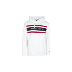Bluzy Tommy Jeans TJM FLEECE HOODIE. Białe bluzy męskie Tommy Jeans, xl, bez wzorów, z jeansu, bez kołnierzyka, bez rękawów, bez kaptura. Za 351,20 zł.