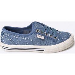 Pepe Jeans - Tenisówki dziecięce. Szare buty dziewczęce sportowe Pepe Jeans, z jeansu. W wyprzedaży za 89,90 zł.