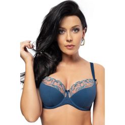 Biustonosz półusztywniany Blue Tattoo. Niebieskie biustonosze Gorsenia, z haftami, z bawełny. Za 116,44 zł.