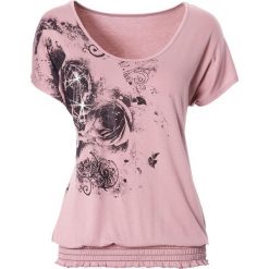 Shirt bonprix różowobrązowy. Różowe koszulki damskie bonprix, bez wzorów, bez kołnierzyka, bez rękawów. Za 89,99 zł.