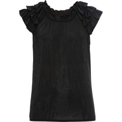 Shirt z falbanami bonprix czarny. Czarne koszulki damskie bonprix, bez wzorów, z okrągłym kołnierzem, bez rękawów. Za 49,99 zł.