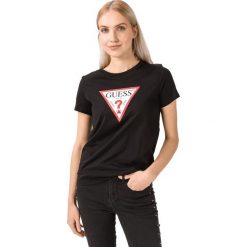 Guess Koszulka Czarny. Czarne koszulki damskie Guess, xs, z nadrukiem, z bawełny, bez kołnierzyka. Za 157,95 zł.
