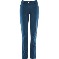 Spodnie chino z regulowaną talią bonprix ciemnoniebieski. Niebieskie spodnie damskie bonprix, bez wzorów. Za 79,99 zł.