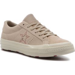 Tenisówki CONVERSE - One Star Ox 163189C Egret/Egret/Rhubarb. Brązowe półbuty damskie marki Converse, bez wzorów, ze skóry, bez zapięcia. Za 369,00 zł.