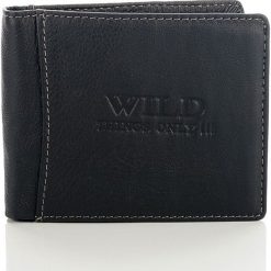Czarny Skórzany portfel męski Wild things. Czarne portfele męskie marki Wild, ze skóry. Za 66,00 zł.