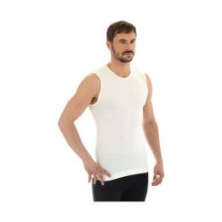 Brubeck Koszulka męska bez rękawów Comfort Wool kremowa r. XL (SL10160). Białe t-shirty męskie marki Brubeck, xl. Za 51,60 zł.