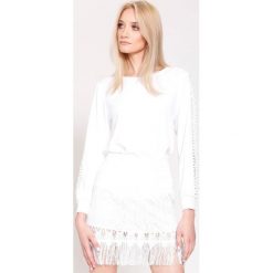 Biała Bluzka Lace Lines. Białe bluzki asymetryczne other, uniwersalny, z długim rękawem. Za 59,99 zł.
