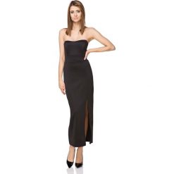 Czarna Gorsetowa Dopasowana Sukienka Midi. Czarne sukienki damskie Molly.pl, na randkę, s, bez wzorów, eleganckie, bez kołnierzyka, bez rękawów, midi, dopasowane. Za 168,90 zł.