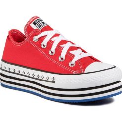 Trampki CONVERSE - Ctas Platform Layer Ox 566763C University Red/White/Black. Czerwone półbuty damskie Converse, bez wzorów, z gumy, bez zapięcia. W wyprzedaży za 299,00 zł.