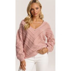 Różowy Sweter Poreirose. Różowe swetry damskie Renee, s, bez wzorów, casualowe, bez rękawów, bez kaptura. Za 129,99 zł.