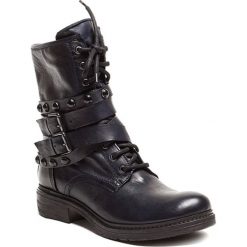 Buty zimowe męskie: Skórzane botki w kolorze granatowym