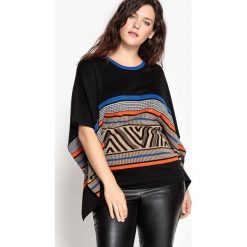 Poncza: Sweter w stylu ponczo z żakardowym wzorem