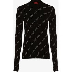 HUGO - Sweter damski – Sileasprint, czarny. Czarne swetry damskie HUGO, s, z nadrukiem, prążkowane, bez rękawów, bez kaptura. Za 749,95 zł.