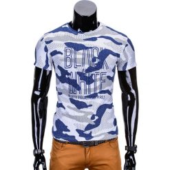T-shirty męskie: T-SHIRT MĘSKI Z NADRUKIEM S741 – NIEBIESKI
