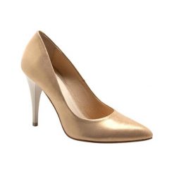 Buty ślubne damskie: Skórzane czółenka w kolorze złotym