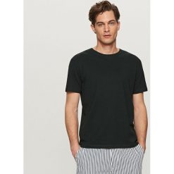 T-shirty męskie: Gładki t-shirt z lnem – Czarny