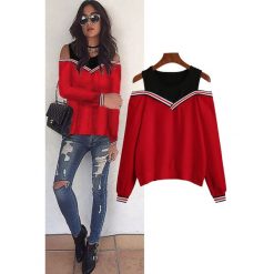 Damska bluza DENORA RED. Czerwone bluzy sportowe damskie Damska bluza DENORA RED, s, bez wzorów, bez rękawów, bez kaptura. W wyprzedaży za 59,00 zł.