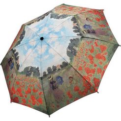 Parasole: Parasol „Monet – Poppy Field” w kolorze khaki ze wzorem