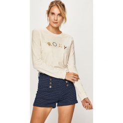 Roxy - Longsleeve. Brązowe topy damskie Roxy, s, z nadrukiem, z bawełny, z okrągłym kołnierzem. W wyprzedaży za 99,90 zł.