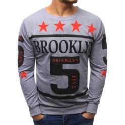 Bluzy męskie: Bluza męska z nadrukiem szara (bx1273)