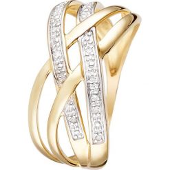 Złoty pierścionek z diamentami. Żółte pierścionki damskie Diamond & Co, z diamentem, złote. W wyprzedaży za 659,95 zł.