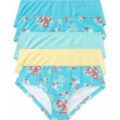 Figi hipster (5 par) bonprix z kolorowym nadrukiem + turkusowy + żółty + morski. Niebieskie majtki damskie bonprix. Za 49,95 zł.