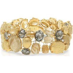 Wyjątkowa Złota Bransoletka - złoto 750, Brylant 0,18ct,kwarc rutylowy. Żółte bransoletki damskie W.KRUK, z materiału, z kwarcem, złote. Za 58590,00 zł.