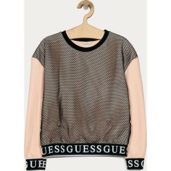 Guess Jeans - Bluza bawełniana dziecięca 116-176 cm. Różowe bluzy dziewczęce Guess Jeans, z nadrukiem, z bawełny, bez rękawów, bez kaptura. Za 219,90 zł.