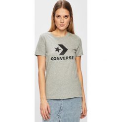Converse - Top. Szare bluzki damskie marki Converse, s, z nadrukiem, z bawełny, z okrągłym kołnierzem, z krótkim rękawem. Za 99,90 zł.