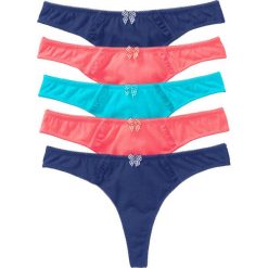 Stringi: Stringi (5 par) bonprix ciemnoniebieski + jasnoniebieski + jasnoróżowy
