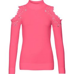 Sweter z wycięciami bonprix różowy. Czerwone swetry klasyczne damskie bonprix. Za 129,99 zł.