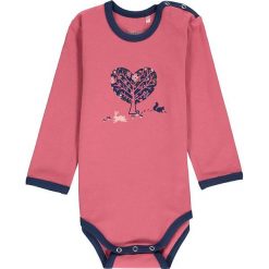Body w kolorze jagodowym. Różowe body niemowlęce lamino, z nadrukiem, z bawełny, bez rękawów. W wyprzedaży za 30,95 zł.