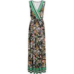Sukienka maxi z dekoltem w serek bonprix czarny w kwiaty. Czarne sukienki damskie bonprix, w kwiaty, maxi. Za 129,99 zł.
