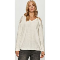 Roxy - Sweter. Białe swetry damskie Roxy, s, bez wzorów, z bawełny, z długim rękawem, długie, bez kaptura. Za 169,90 zł.