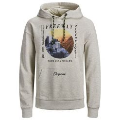 Jack&Jones Męska bluza firmy Suburban Sweat Hood White Melange (rozmiar XL). Białe bluzy męskie Jack&Jones, xl, bez wzorów, bez kołnierzyka, bez rękawów, bez kaptura. W wyprzedaży za 115,00 zł.
