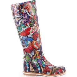 Kozaki - skóra naturalna - model 127 - kolor motyl. Szare kozaki damskie Zapato, na co dzień, na lato, z jeansu, klasyczne, z okrągłym noskiem, przed kolano, bez obcasa, na płaskiej podeszwie, na zamek. W wyprzedaży za 366,75 zł.