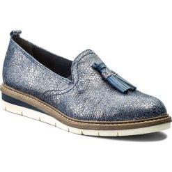 Lordsy TAMARIS - 1-24300-20 Navy Metallic 824. Niebieskie półbuty damskie Tamaris, ze skóry, bez obcasa, na płaskiej podeszwie. W wyprzedaży za 199,00 zł.